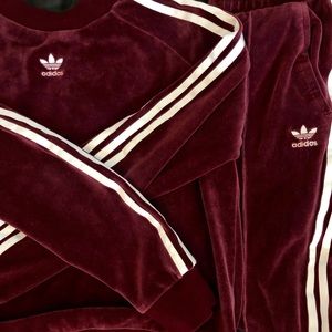 Velour adidas track suit